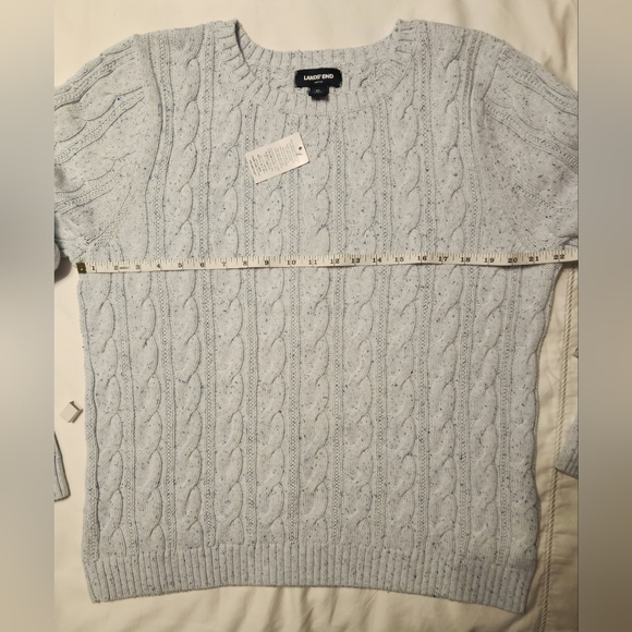Lands' End Women's Cotton Drifter Cable Crew Neck Sweater Light Blue Size XL NWT - Picture 6 of 7